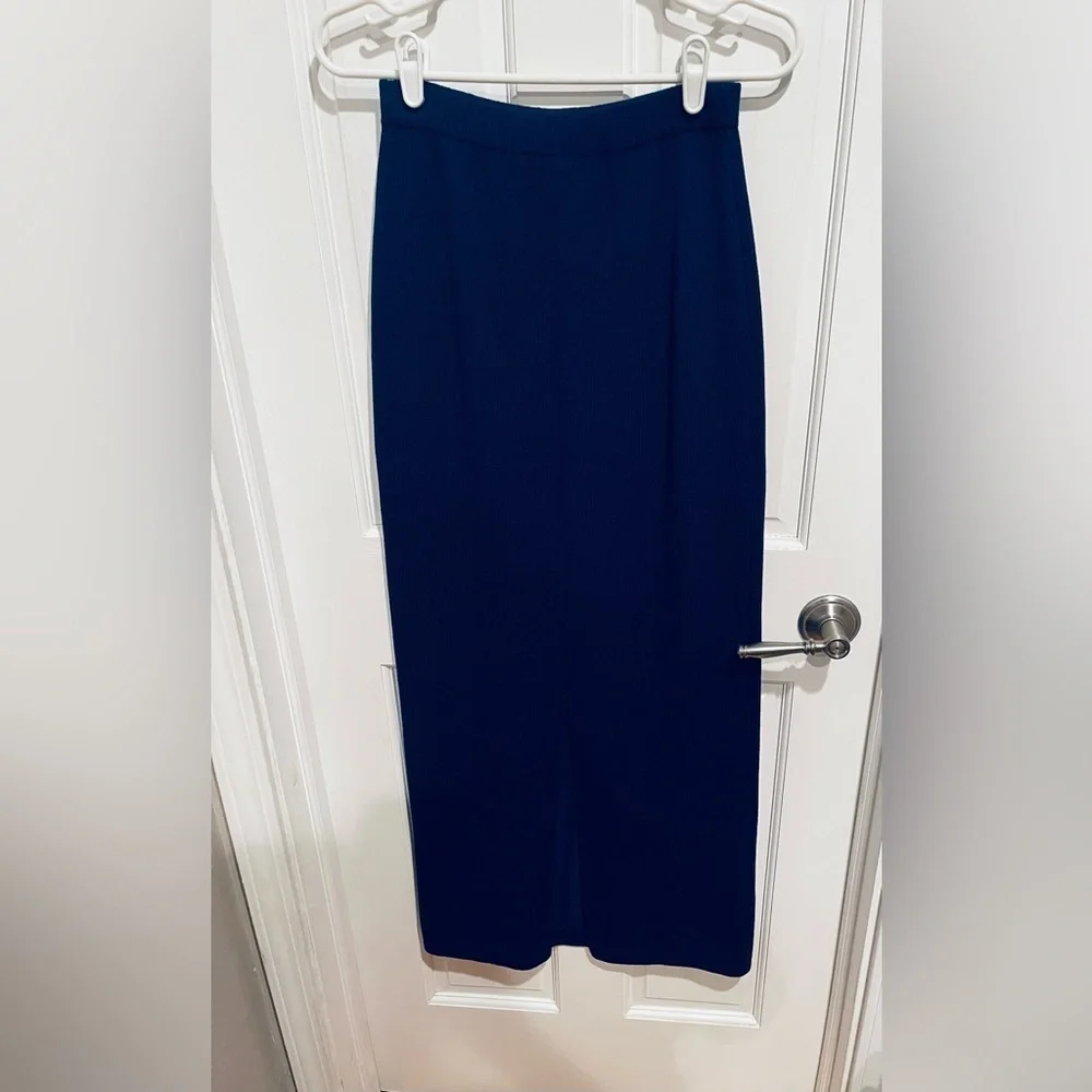 St. John Evening Deep Blue Wool Blend Skirt 4